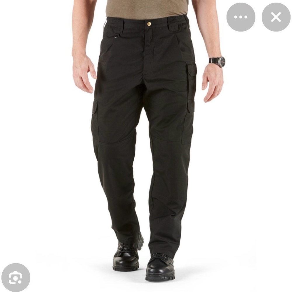 5.11 TACTICAL SERIES cargo, utility,pants. Black. Many pockets. Size W. 40 L. 34